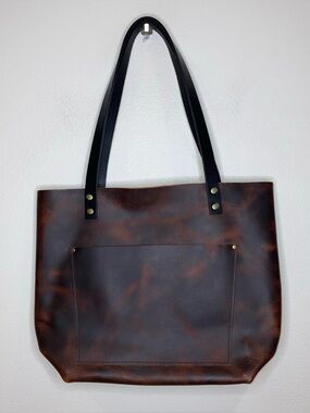 Portland Leather Goods Tote Bag Handmade Tortoise Shell